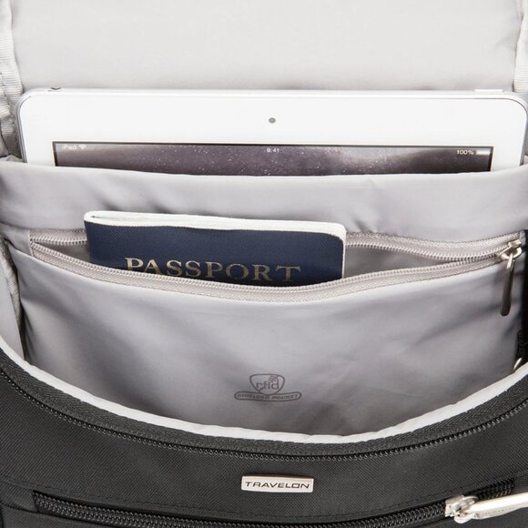 TRAVELON Anti-Theft Classic Black Small Convertible Backpack/NWT - Picture 3 of 15